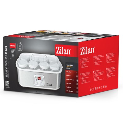 Zilan ZLN6104 joghurtkészítő, 25 W, 1,4 liter kapacitás, 8db üvegedény, állítható hőmérséklet, időzítő, automatikus kikapcsolás